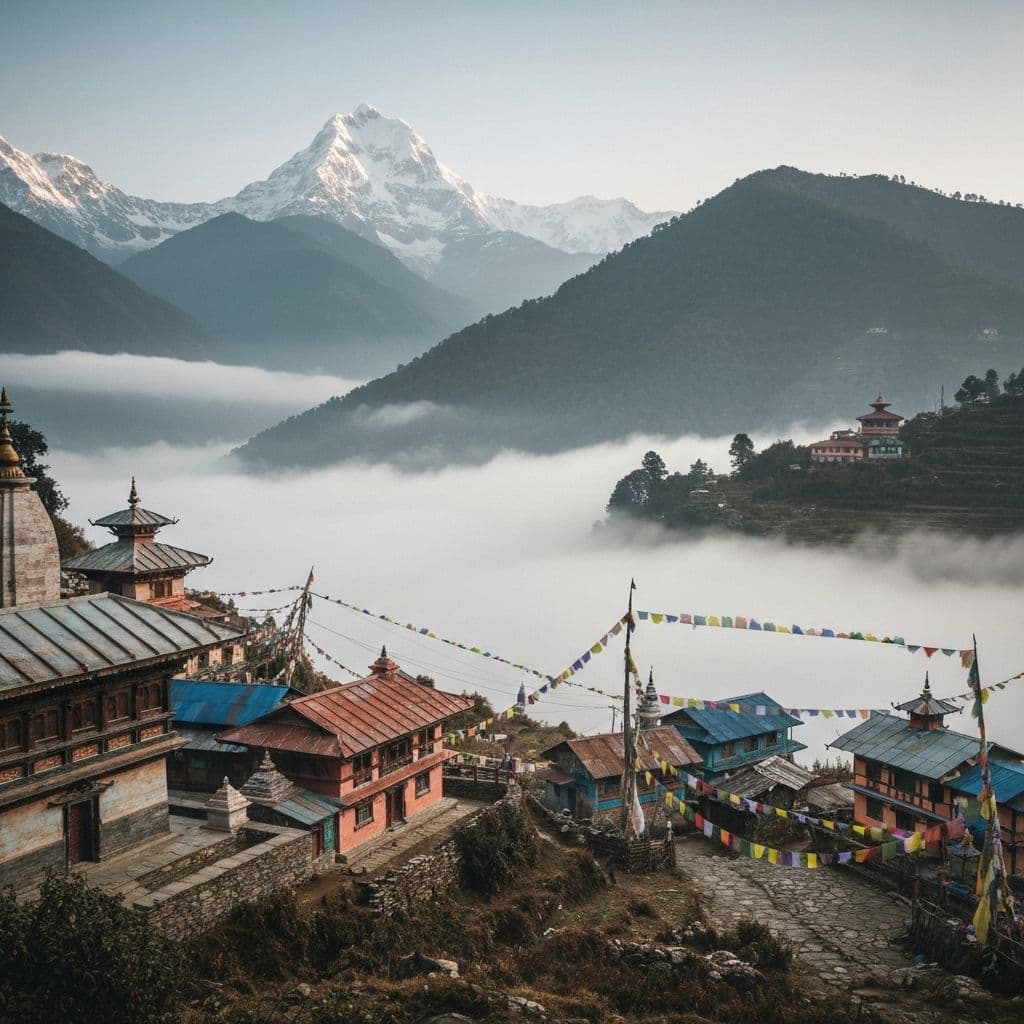 Nepal landscape with mountains